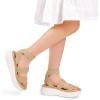 imageDREAM PAIRS Girls Flatform Wedge Open Toe Platform Summer Sandals with Buckle Ankle Strap for Little KidBig KidGold