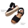 imageDREAM PAIRS Girls Platform Wedge Open Toe Espadrille Sandals with Buckle Ankle Strap for Little KidBig KidBlack