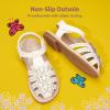 imageDREAM PAIRS Girls Sandals ClosedToe Sandals with Interchangeable DIY Flower Dress Summer Shoes ToddlerLittle KidIvorypu
