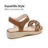 imageDREAM PAIRS Girls Sandals Espadrille Flatform Platform Wedge Open Toe Summer Shoes for Little KidBig KidBrown