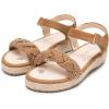 imageDREAM PAIRS Girls Sandals Espadrille Flatform Platform Wedge Open Toe Summer Shoes for Little KidBig KidCamelsuede