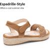 imageDREAM PAIRS Girls Sandals Espadrille Flatform Platform Wedge Open Toe Summer Shoes for Little KidBig KidCamelsuede