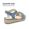 imageDREAM PAIRS Girls Sandals Espadrille Flatform Platform Wedge Open Toe Summer Shoes for Little KidBig KidDenim Blue