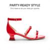 imageDREAM PAIRS Girls Sandals Low Heel Dress Pump Ankle Strap Two Strapped Bow Flower Wedding Party Shoes for Little KidBig KidRed