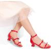 imageDREAM PAIRS Girls Sandals Low Heel Dress Pump Ankle Strap Two Strapped Bow Flower Wedding Party Shoes for Little KidBig KidRed