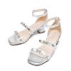 imageDREAM PAIRS Girls Sandals Low Heel Dress Pump Ankle Strap Two Strapped Bow Flower Wedding Party Shoes for Little KidBig KidSilver