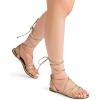 imageDREAM PAIRS Laceup Gladiator Sandals Strappy Dressy Summer Flat Sandals for WomenGold