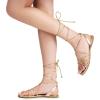 imageDREAM PAIRS Laceup Gladiator Sandals Strappy Dressy Summer Flat Sandals for WomenGold