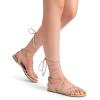 imageDREAM PAIRS Laceup Gladiator Sandals Strappy Dressy Summer Flat Sandals for WomenNude