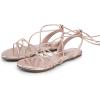 imageDREAM PAIRS Laceup Gladiator Sandals Strappy Dressy Summer Flat Sandals for WomenRose Goldpu