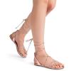 imageDREAM PAIRS Laceup Gladiator Sandals Strappy Dressy Summer Flat Sandals for WomenRose Goldpu