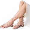 imageDREAM PAIRS Laceup Gladiator Sandals Strappy Dressy Summer Flat Sandals for WomenRose Goldpu