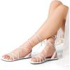imageDREAM PAIRS Laceup Gladiator Sandals Strappy Dressy Summer Flat Sandals for WomenWhite