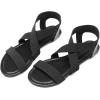 imageDREAM PAIRS Womens Elastic Ankle Strap Flat Sandals Summer Dressy Shoes Cute Strappy Gladiator SandalsAll Blackelastic