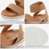 imageDREAM PAIRS Womens Open Toe Ankle Strap Espadrille Flatform Platform Wedge SandalsCamel