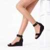 imageDREAM PAIRS Womens Open Toe Buckle Ankle Strap Platform Wedge Sandals Summer ShoesBlack