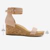 imageDREAM PAIRS Womens Open Toe Buckle Ankle Strap Platform Wedge Sandals Summer ShoesNudePu