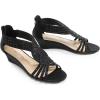 imageDREAM PAIRS Womens Open Toe Low Wedges Sandals Sparkly Rhinestone Strappy Zipper Weeding Dressy Elegant Summer Shoes for LadyBlack