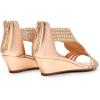 imageDREAM PAIRS Womens Open Toe Low Wedges Sandals Sparkly Rhinestone Strappy Zipper Weeding Dressy Elegant Summer Shoes for LadyChampagnepat