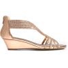 imageDREAM PAIRS Womens Open Toe Low Wedges Sandals Sparkly Rhinestone Strappy Zipper Weeding Dressy Elegant Summer Shoes for LadyChampagnepat
