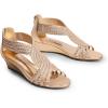 imageDREAM PAIRS Womens Open Toe Low Wedges Sandals Sparkly Rhinestone Strappy Zipper Weeding Dressy Elegant Summer Shoes for LadyChampagnepat