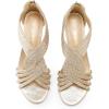 imageDREAM PAIRS Womens Open Toe Low Wedges Sandals Sparkly Rhinestone Strappy Zipper Weeding Dressy Elegant Summer Shoes for LadyGold