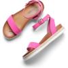 imageDREAM PAIRS Womens Open Toe Platform Espadrille Wedge Sandals Comfortable One Band Dressy Casual Sandals for WomenFuchsiaSuede