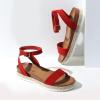imageDREAM PAIRS Womens Open Toe Platform Espadrille Wedge Sandals Comfortable One Band Dressy Casual Sandals for WomenRedSuede