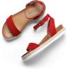 imageDREAM PAIRS Womens Open Toe Platform Espadrille Wedge Sandals Comfortable One Band Dressy Casual Sandals for WomenRedSuede