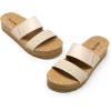 imageDREAM PAIRS Womens Platform Wedge Sandals with Arch Support Comfortable Beach Slipon Flat Sandals Casual 2Strap Cork Cushion Slides for WomenBeigepu