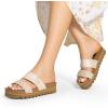 imageDREAM PAIRS Womens Platform Wedge Sandals with Arch Support Comfortable Beach Slipon Flat Sandals Casual 2Strap Cork Cushion Slides for WomenBeigepu