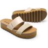 imageDREAM PAIRS Womens Platform Wedge Sandals with Arch Support Comfortable Beach Slipon Flat Sandals Casual 2Strap Cork Cushion Slides for WomenBeigepu