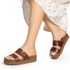 imageDREAM PAIRS Womens Platform Wedge Sandals with Arch Support Comfortable Beach Slipon Flat Sandals Casual 2Strap Cork Cushion Slides for WomenBrownpu