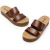 imageDREAM PAIRS Womens Platform Wedge Sandals with Arch Support Comfortable Beach Slipon Flat Sandals Casual 2Strap Cork Cushion Slides for WomenBrownpu