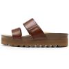 imageDREAM PAIRS Womens Platform Wedge Sandals with Arch Support Comfortable Beach Slipon Flat Sandals Casual 2Strap Cork Cushion Slides for WomenBrownpu