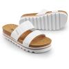 imageDREAM PAIRS Womens Platform Wedge Sandals with Arch Support Comfortable Beach Slipon Flat Sandals Casual 2Strap Cork Cushion Slides for WomenWhite