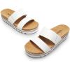 imageDREAM PAIRS Womens Platform Wedge Sandals with Arch Support Comfortable Beach Slipon Flat Sandals Casual 2Strap Cork Cushion Slides for WomenWhite