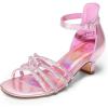 imageDREAM PAIRS Girls Dress Shoes Sandals Low Heels Ankle Strap Flower Wedding Party Shoes for Little KidBig KidPink