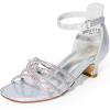 imageDREAM PAIRS Girls Dress Shoes Sandals Low Heels Ankle Strap Flower Wedding Party Shoes for Little KidBig KidSilver