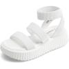 imageDREAM PAIRS Girls Flatform Wedge Open Toe Platform Summer Sandals with Buckle Ankle Strap for Little KidBig KidWhite