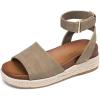 imageDREAM PAIRS Girls Platform Wedge Open Toe Espadrille Sandals with Buckle Ankle Strap for Little KidBig KidTaupe