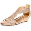 imageDREAM PAIRS Womens Open Toe Low Wedges Sandals Sparkly Rhinestone Strappy Zipper Weeding Dressy Elegant Summer Shoes for LadyChampagnepat