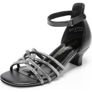 imageDREAM PAIRS Girls Dress Shoes Sandals Low Heels Ankle Strap Flower Wedding Party Shoes for Little KidBig KidBlack