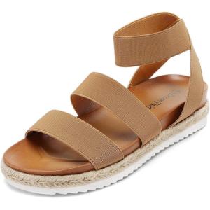 imageDREAM PAIRS Womens Open Toe Ankle Strap Espadrille Flatform Platform Wedge SandalsCamel