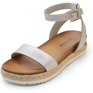 imageDREAM PAIRS Womens Open Toe Platform Espadrille Wedge Sandals Comfortable One Band Dressy Casual Sandals for WomenSilverPu