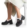 imageDREAM PAIRS Loafers for Women Platform Chunky Loafers Slip On Casual ShoesBlackfurry