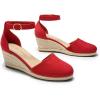 imageDREAM PAIRS Womens Espadrilles Closed Toe Ankle Strap Dressy Platform Wedge SandalsRedsuede