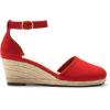 imageDREAM PAIRS Womens Espadrilles Closed Toe Ankle Strap Dressy Platform Wedge SandalsRedsuede