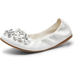 imageDREAM PAIRS Ballet Flats Shoes for Women Womens Pointed Toe Rhinestone Sparkly Foldable Flats Comfortable Shoes for Women Dressy Wedding Party Work DriveWhitepu