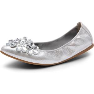 imageDREAM PAIRS Ballet Flats Shoes for Women Womens Pointed Toe Rhinestone Sparkly Foldable Flats Comfortable Shoes for Women Dressy Wedding Party Work DriveSilver